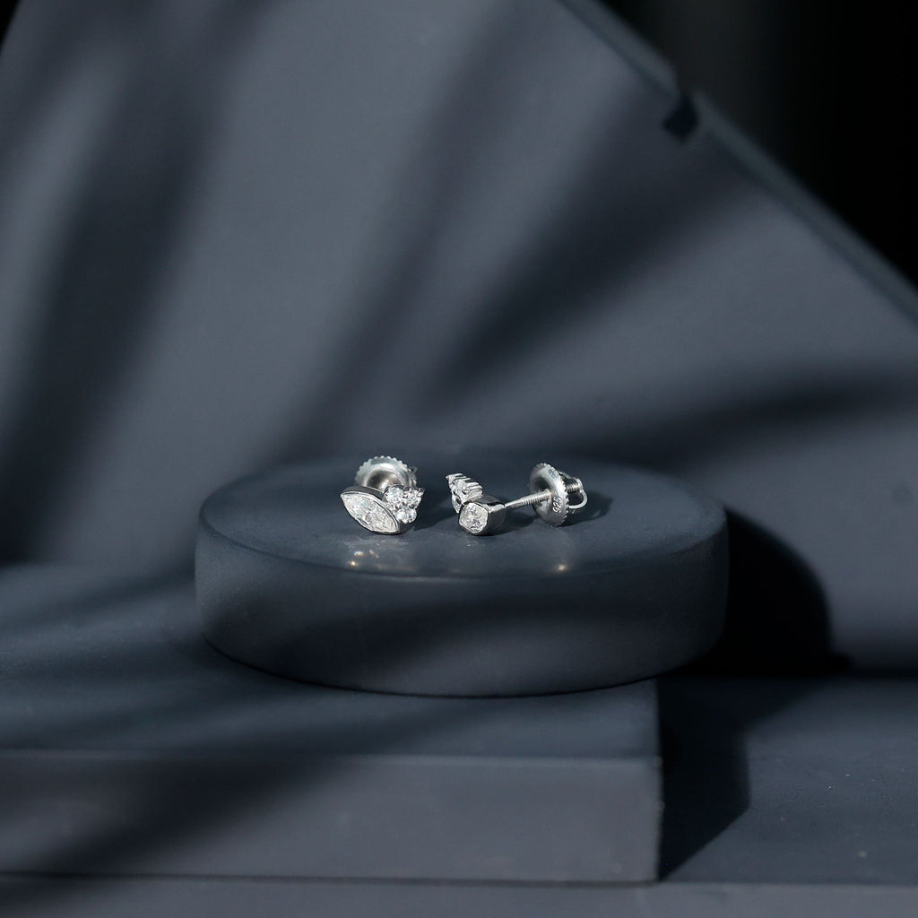 0.75 CT Marquise Shape Moissanite Stud Earrings with Screw Back
