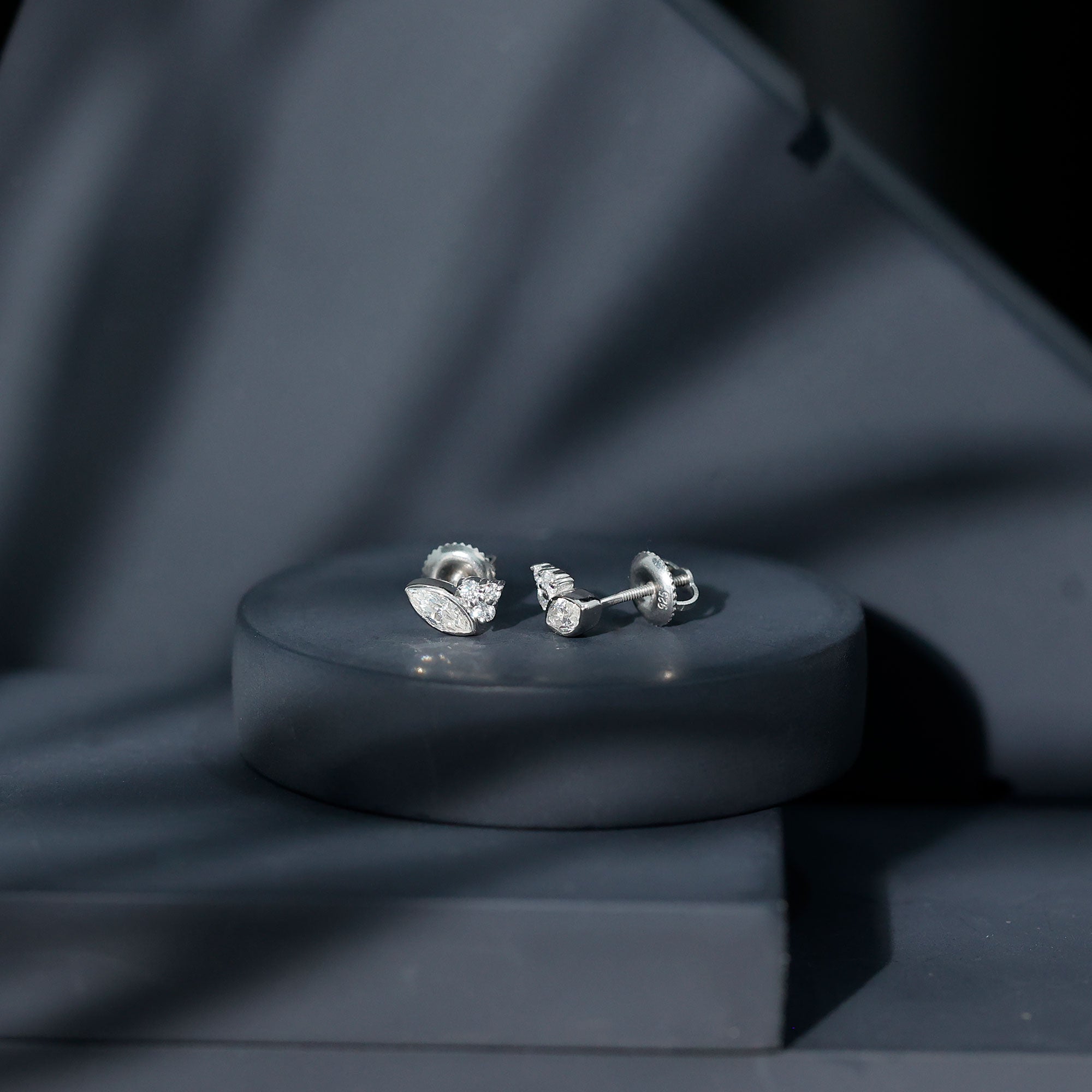 0.75 CT Marquise Shape Moissanite Stud Earrings with Screw Back