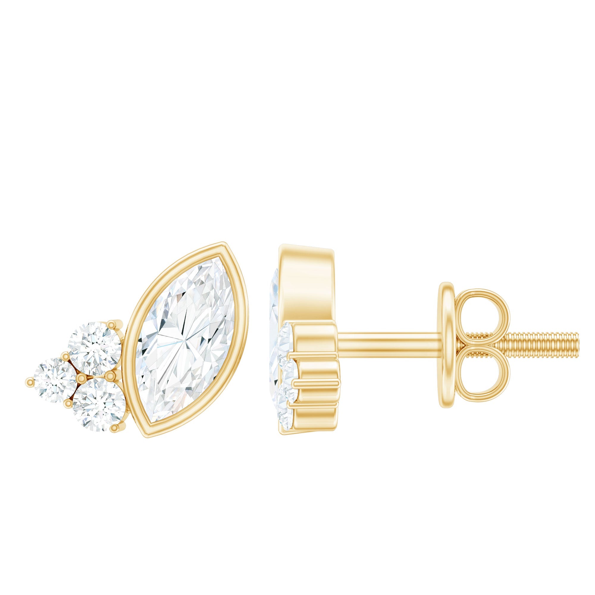 0.75 CT Marquise Shape Moissanite Stud Earrings with Screw Back