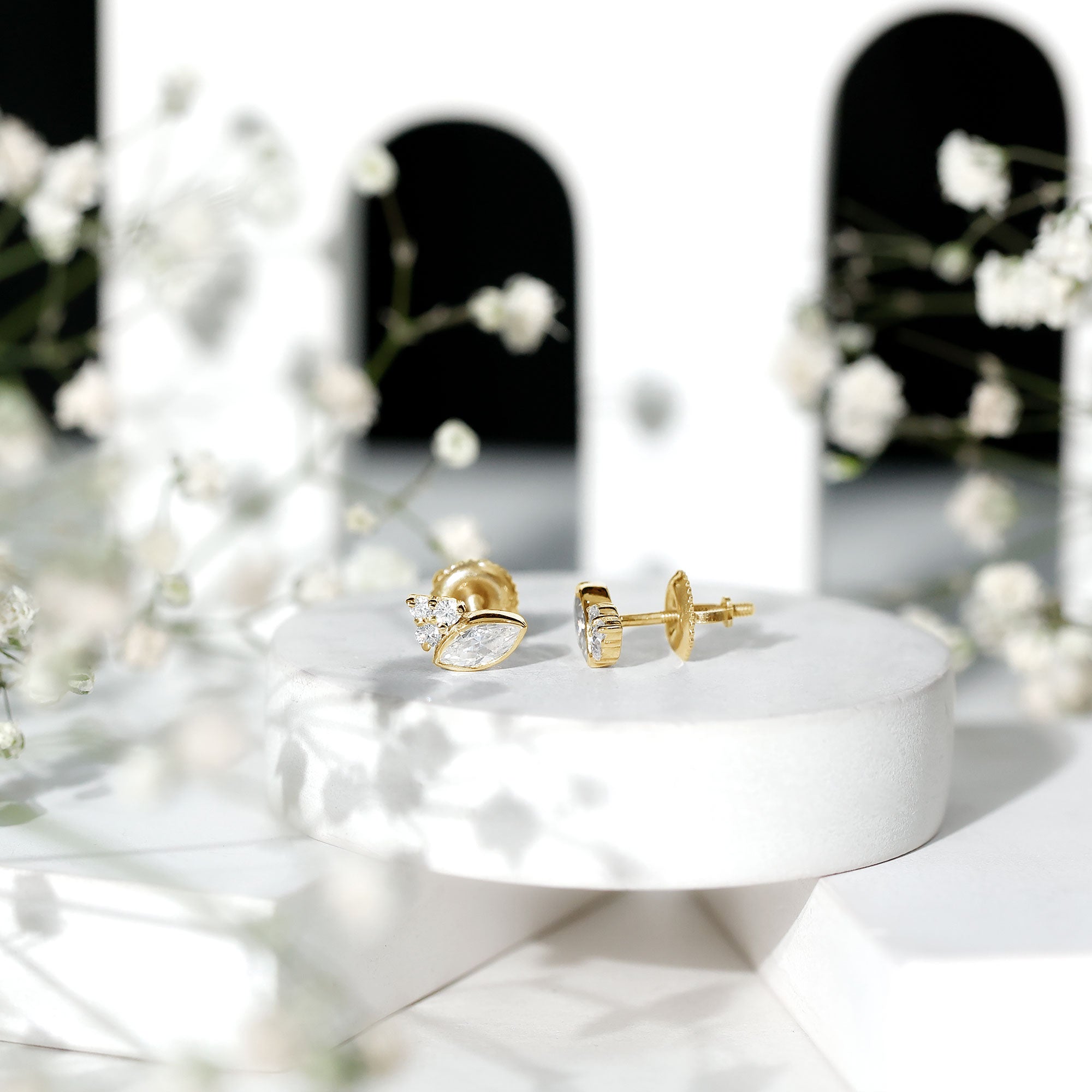 0.75 CT Marquise Shape Moissanite Stud Earrings with Screw Back