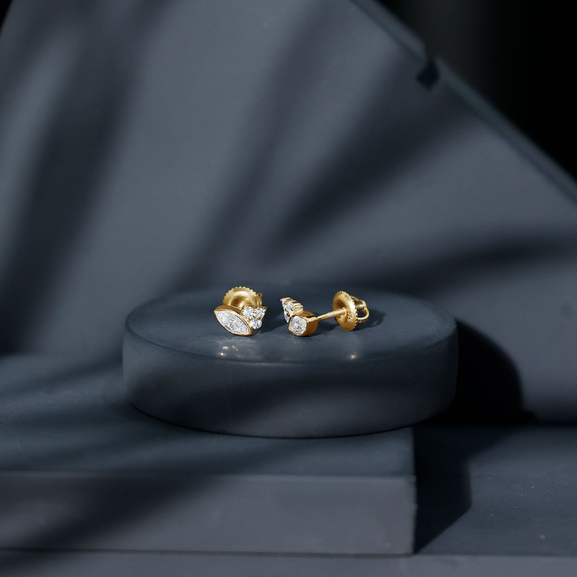0.75 CT Marquise Shape Moissanite Stud Earrings with Screw Back