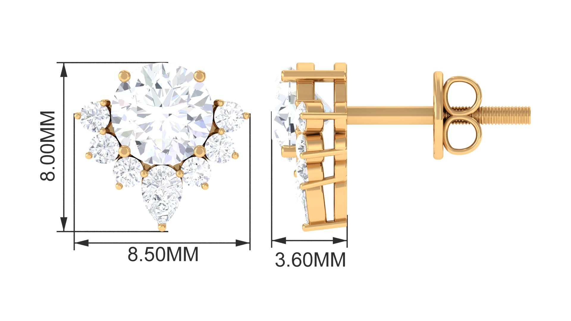 1.50 CT Certified Moissanite Classic Stud Earrings with Half Halo