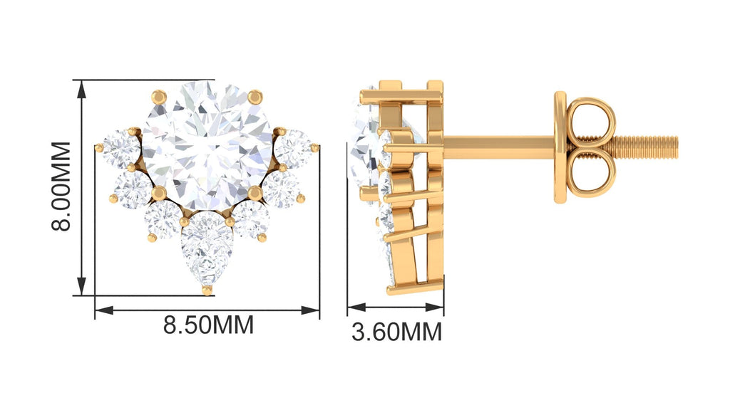 1.50 CT Certified Moissanite Classic Stud Earrings with Half Halo