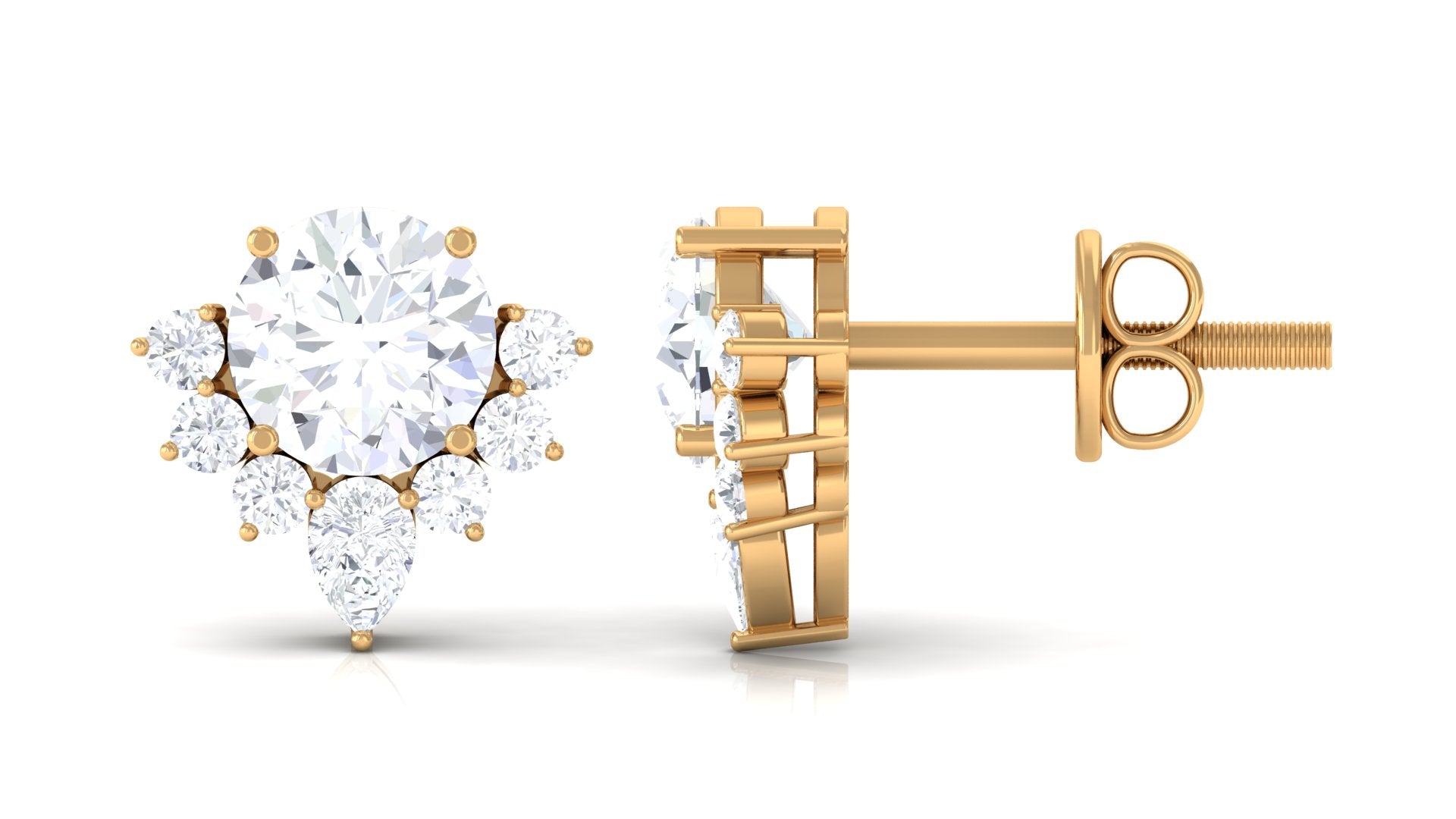 1.50 CT Certified Moissanite Classic Stud Earrings with Half Halo