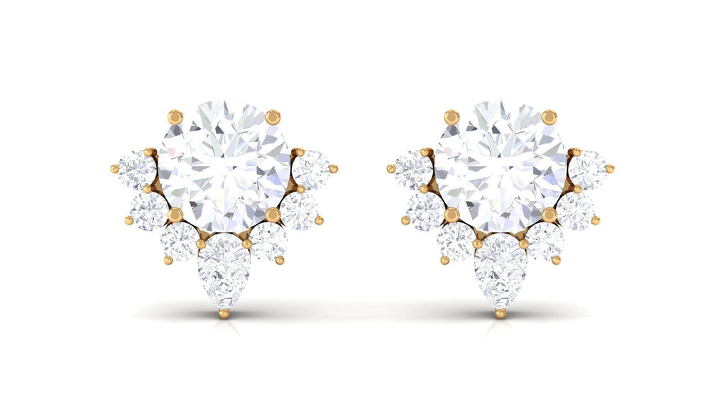1.50 CT Certified Moissanite Classic Stud Earrings with Half Halo