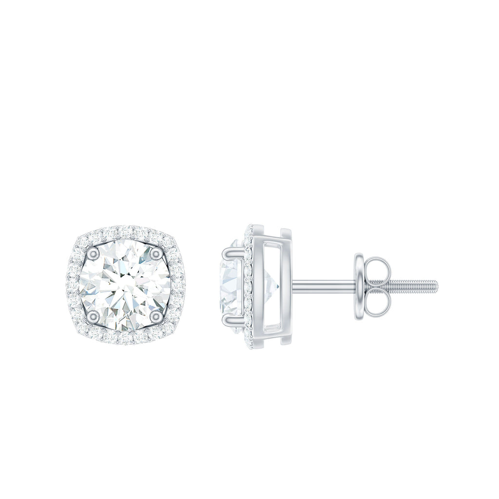 2.25 CT Round Shape Moissanite Stud Earrings with Halo