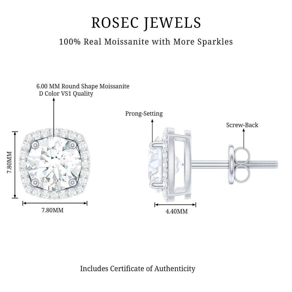 2.25 CT Round Shape Moissanite Stud Earrings with Halo