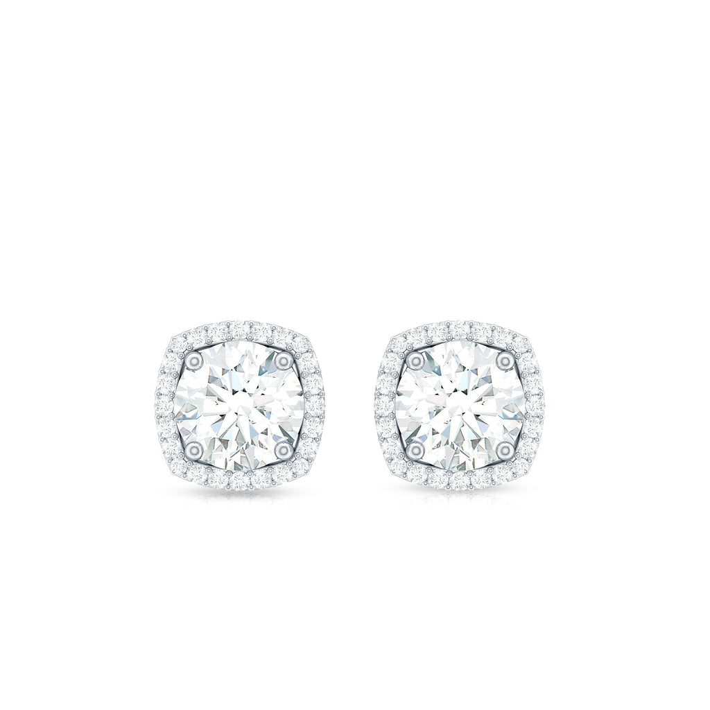 2.25 CT Round Shape Moissanite Stud Earrings with Halo