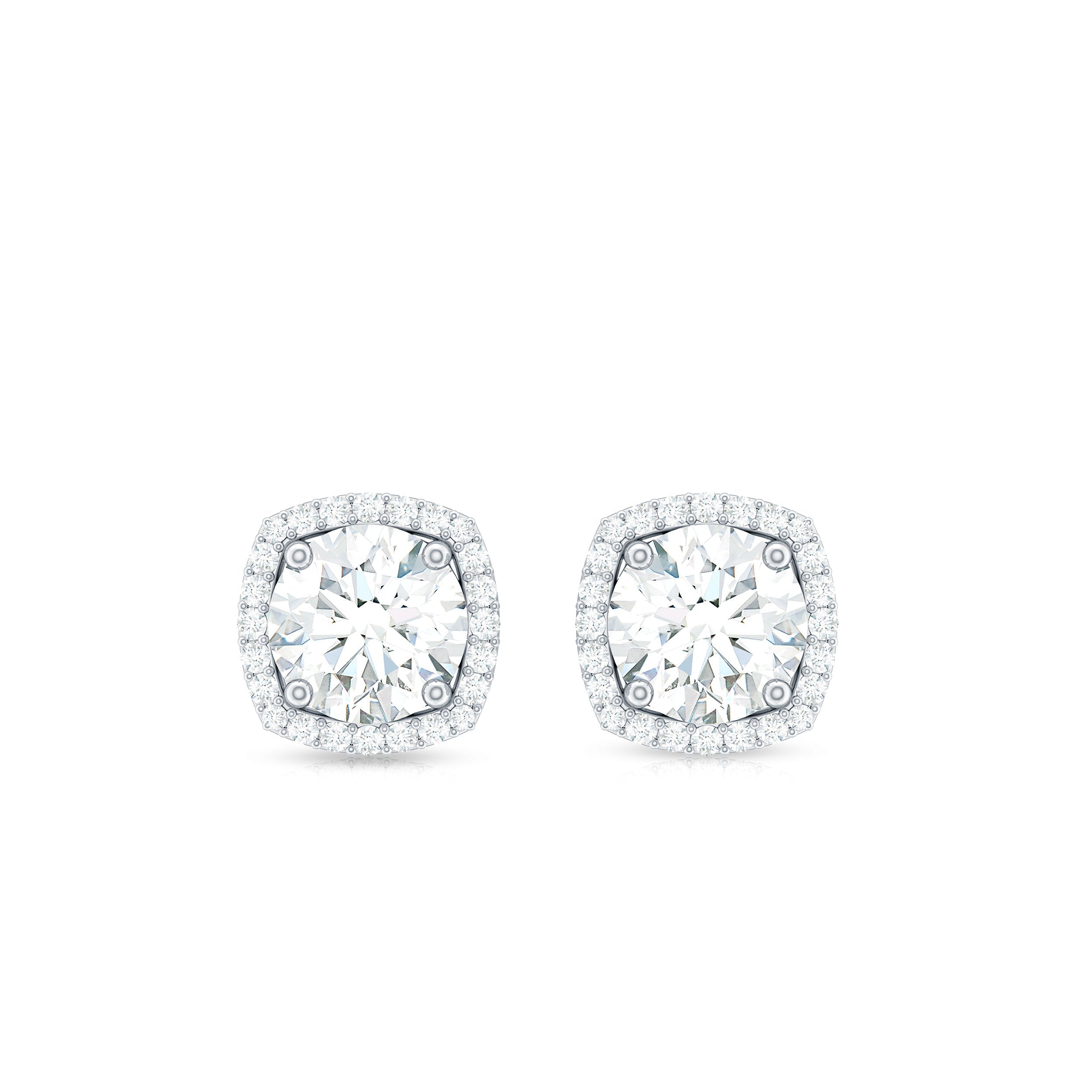 2.25 CT Round Shape Moissanite Stud Earrings with Halo