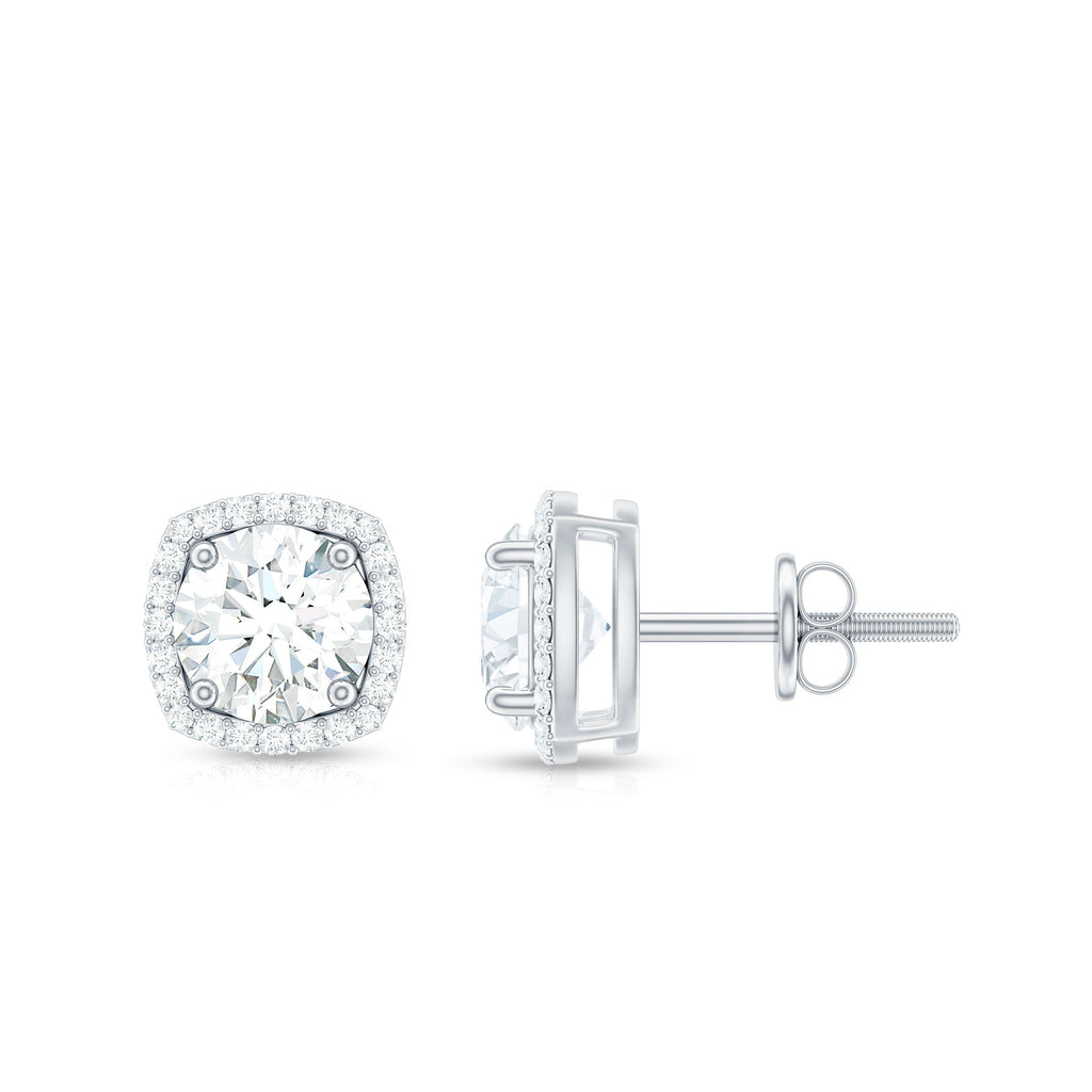 2.25 CT Round Shape Moissanite Stud Earrings with Halo