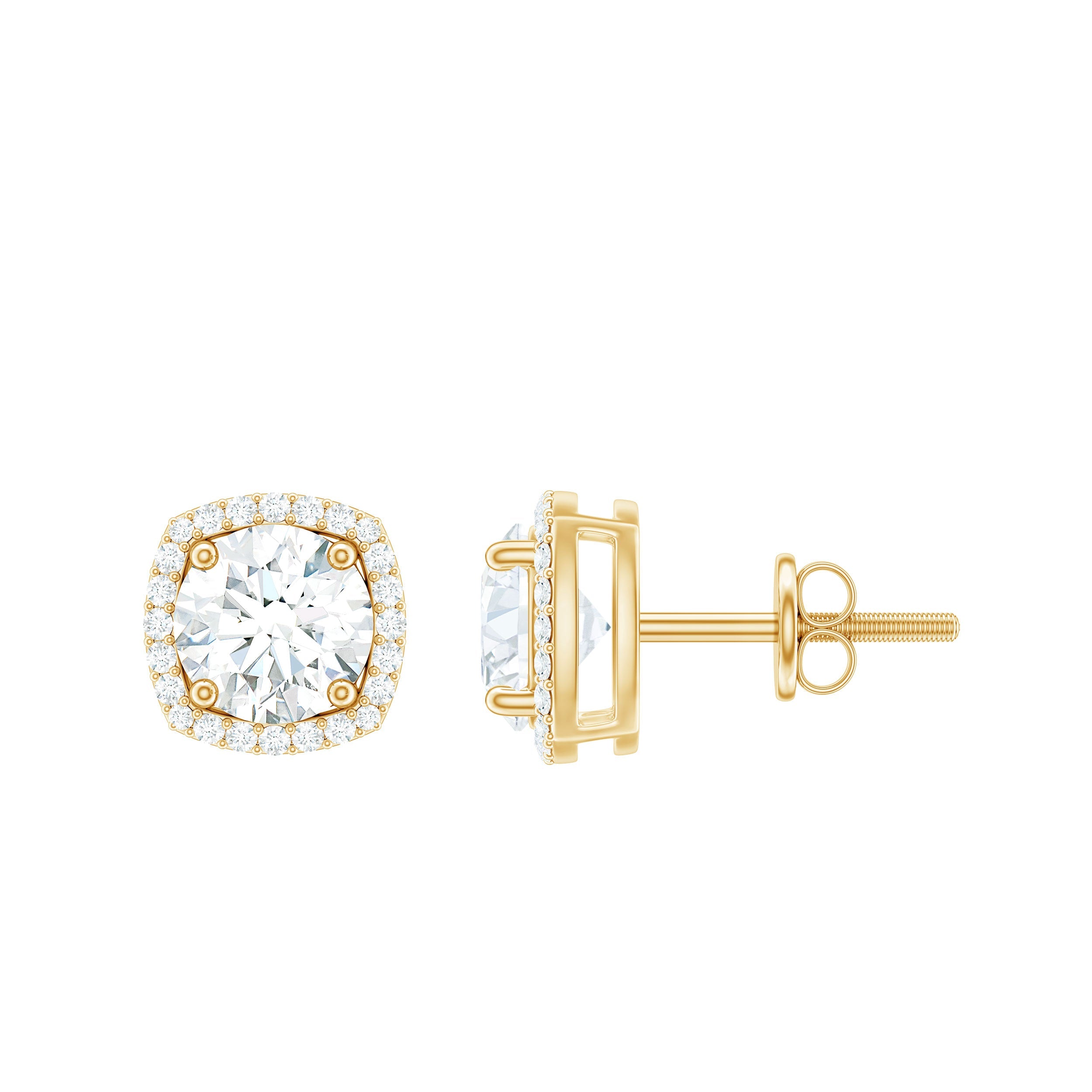 2.25 CT Round Shape Moissanite Stud Earrings with Halo