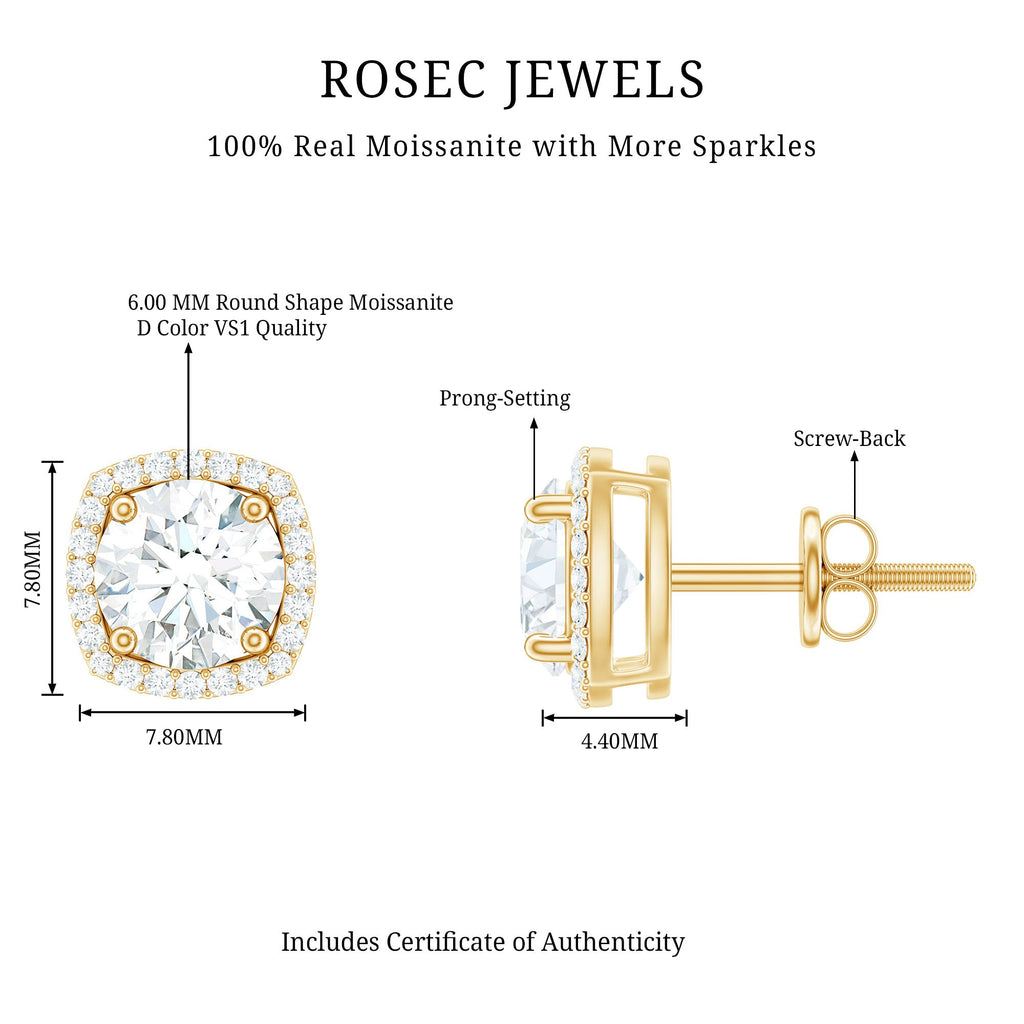 2.25 CT Round Shape Moissanite Stud Earrings with Halo