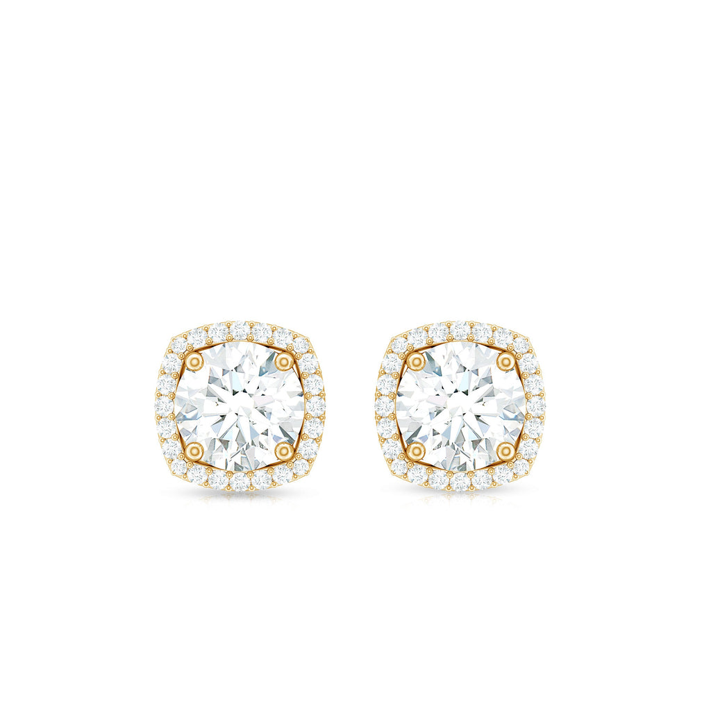 2.25 CT Round Shape Moissanite Stud Earrings with Halo