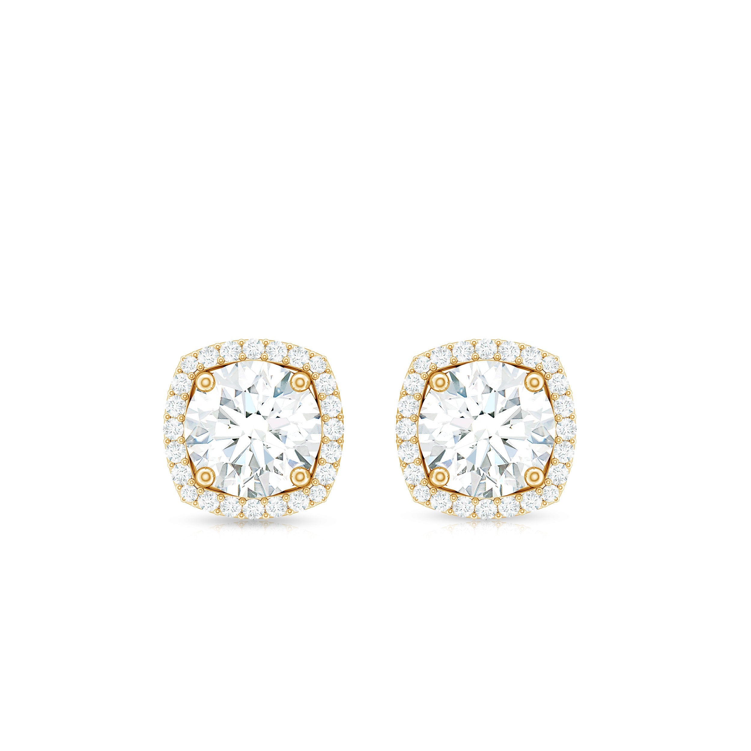 2.25 CT Round Shape Moissanite Stud Earrings with Halo