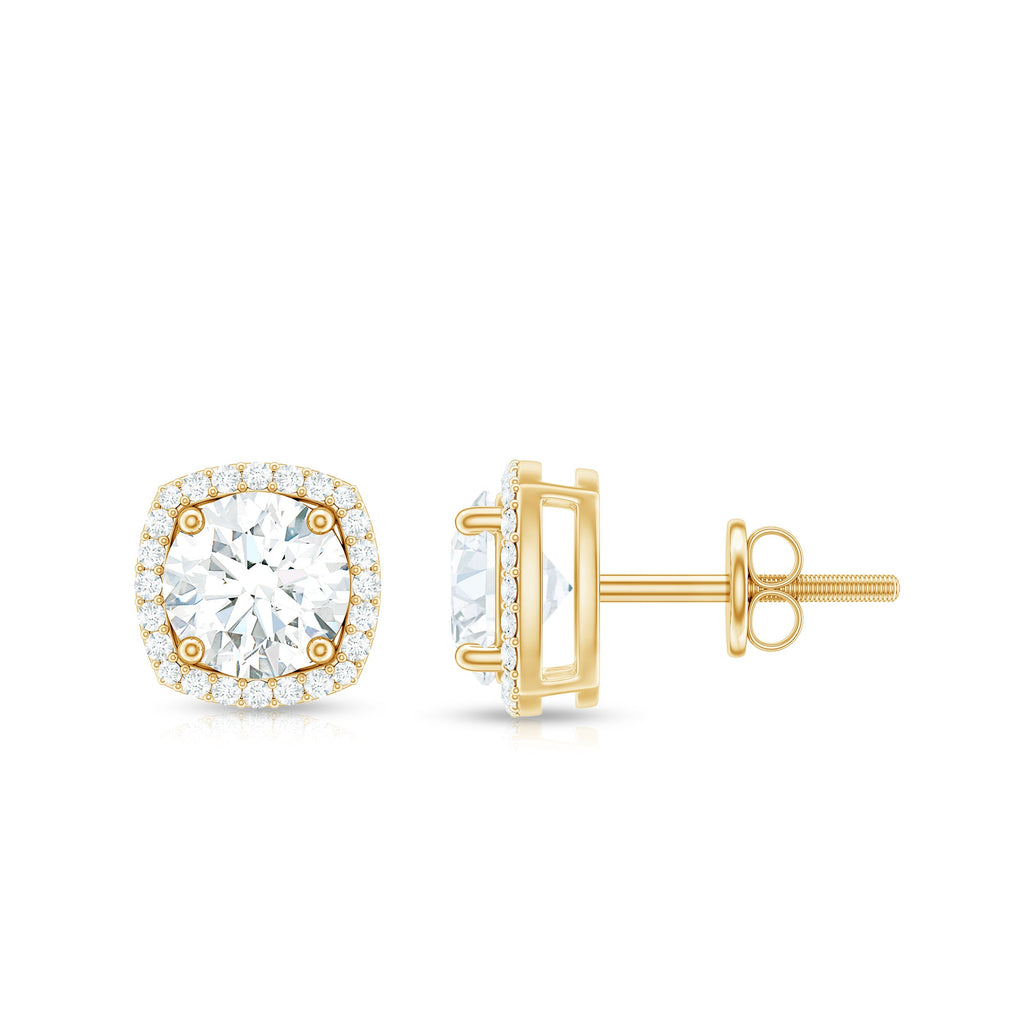 2.25 CT Round Shape Moissanite Stud Earrings with Halo