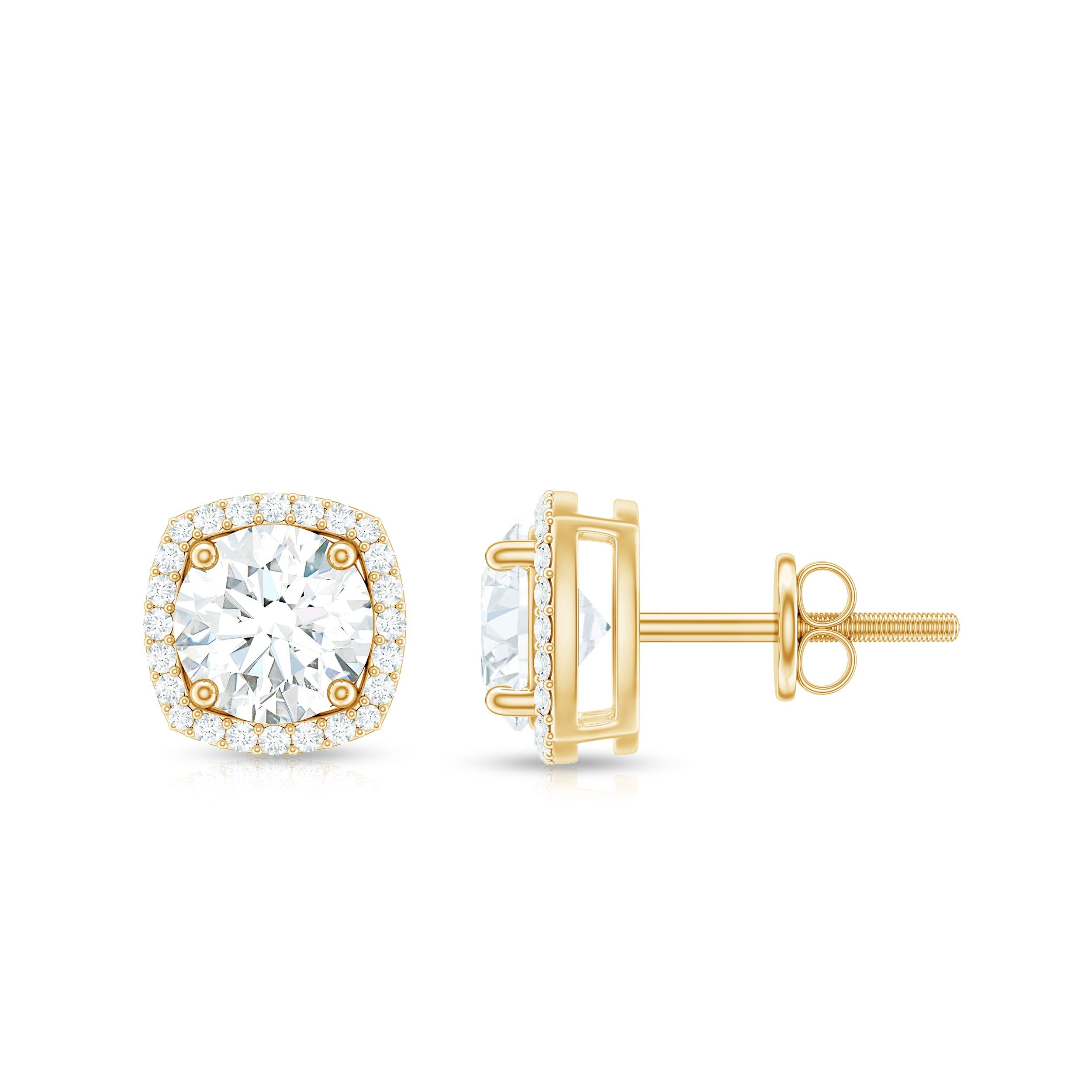 2.25 CT Round Shape Moissanite Stud Earrings with Halo