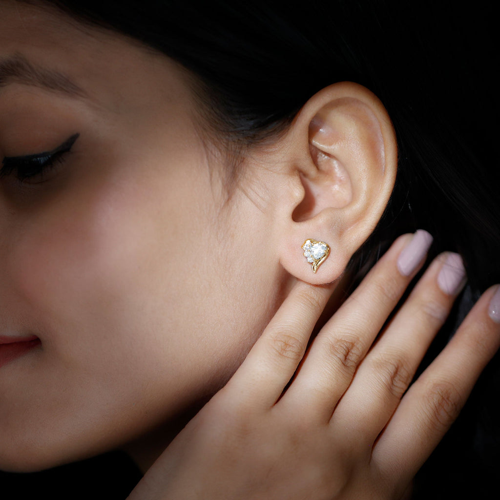 Heart Shape Moissanite Stud Earrings with Screw Back