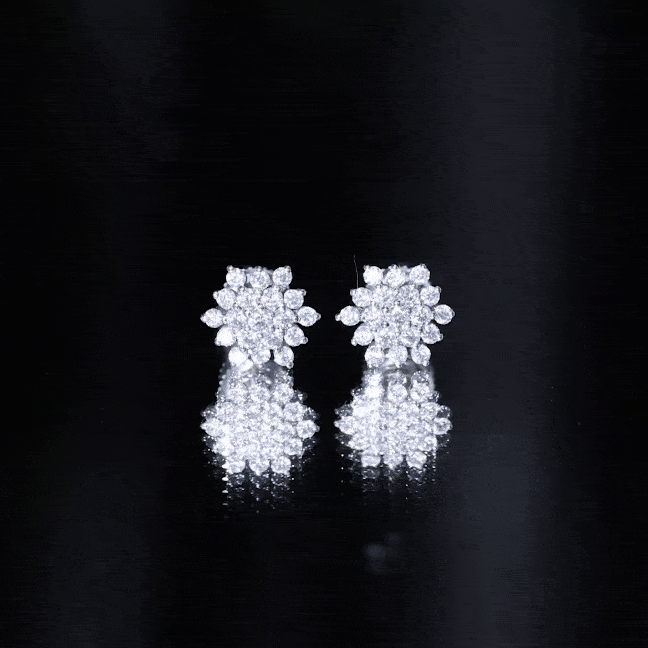 Certified Moissanite Modern Cluster Stud Earrings