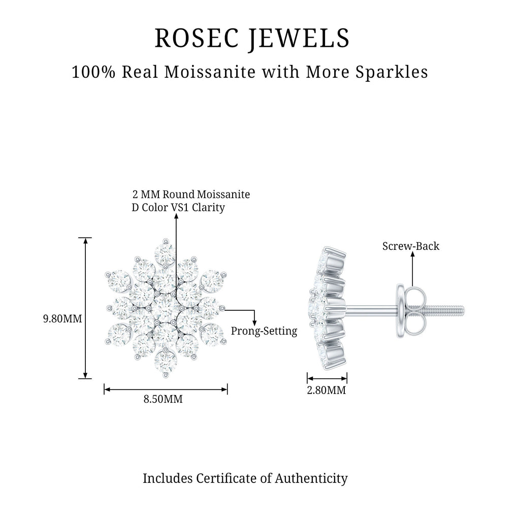 Certified Moissanite Modern Cluster Stud Earrings