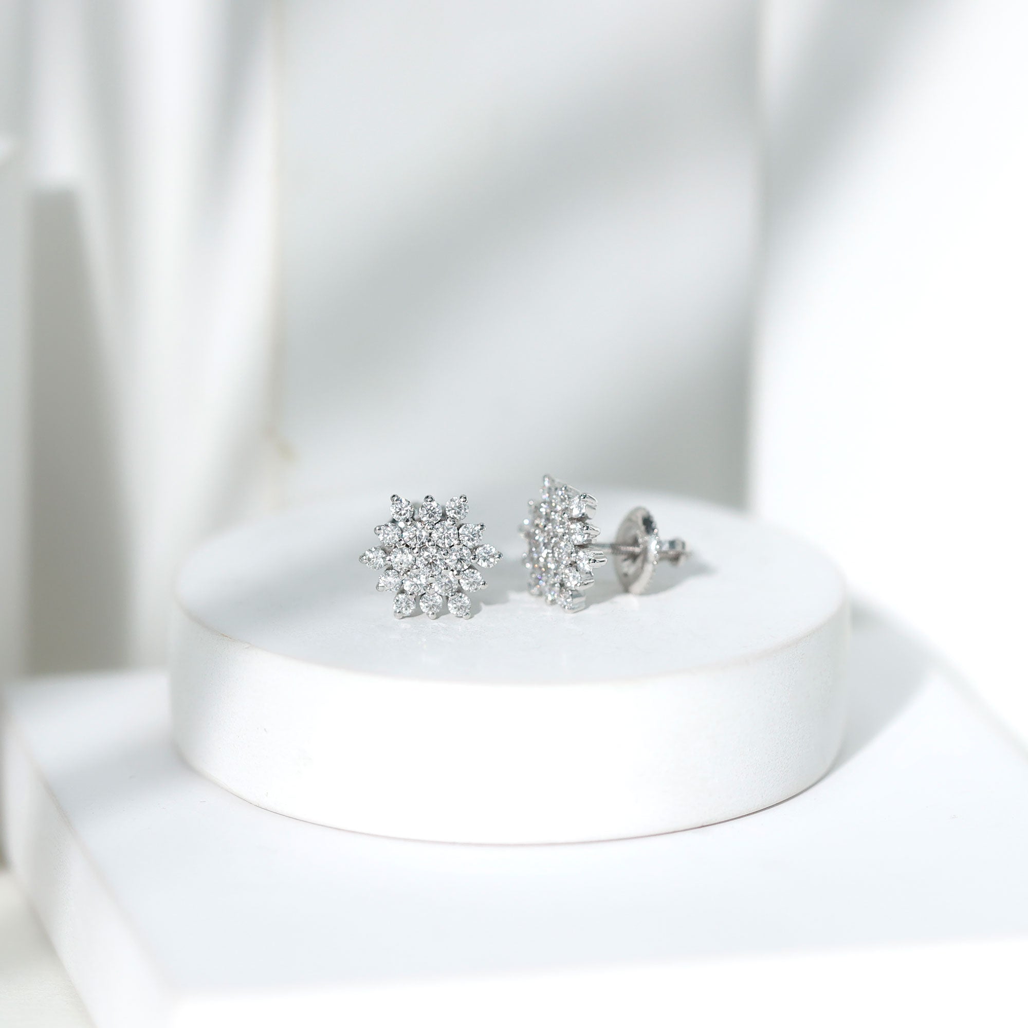 Certified Moissanite Modern Cluster Stud Earrings