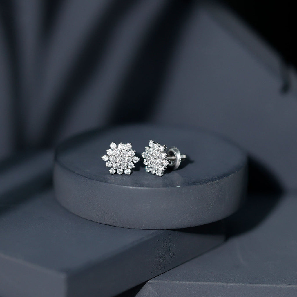 Certified Moissanite Modern Cluster Stud Earrings