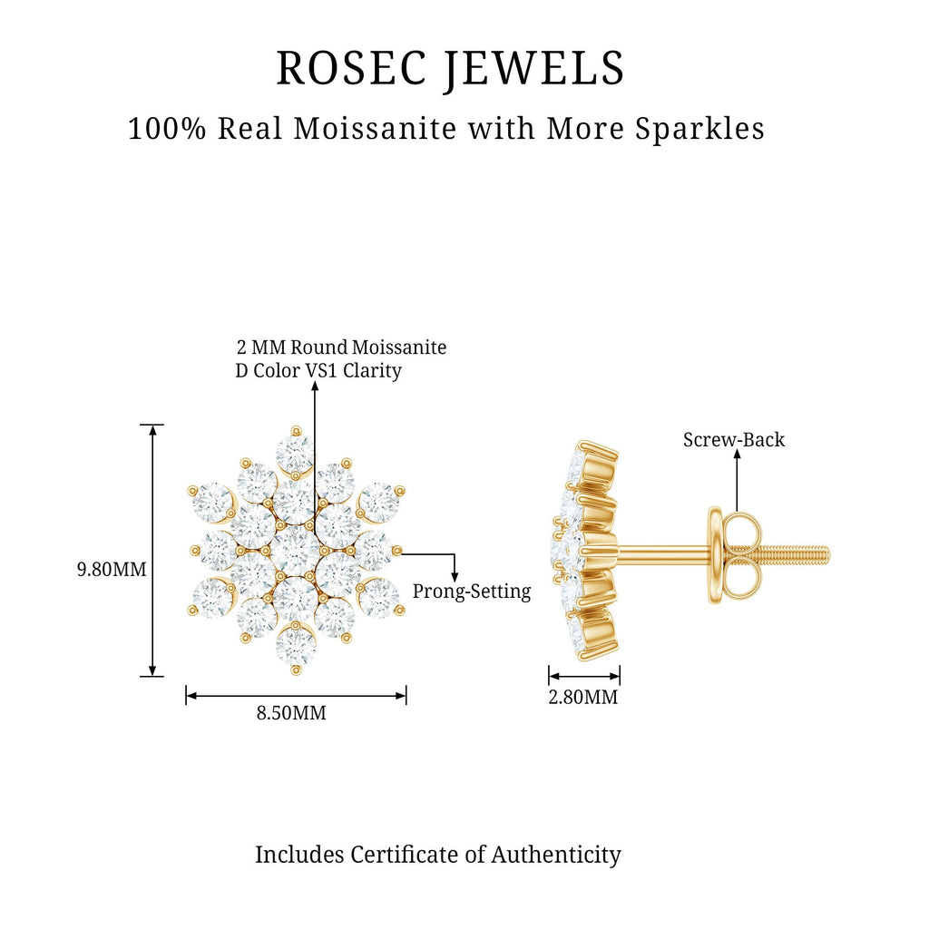 Certified Moissanite Modern Cluster Stud Earrings