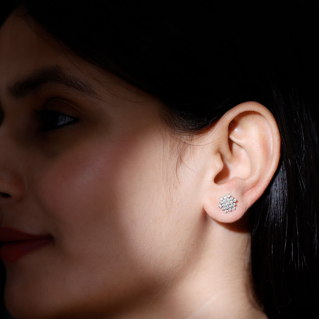 Certified Moissanite Modern Cluster Stud Earrings