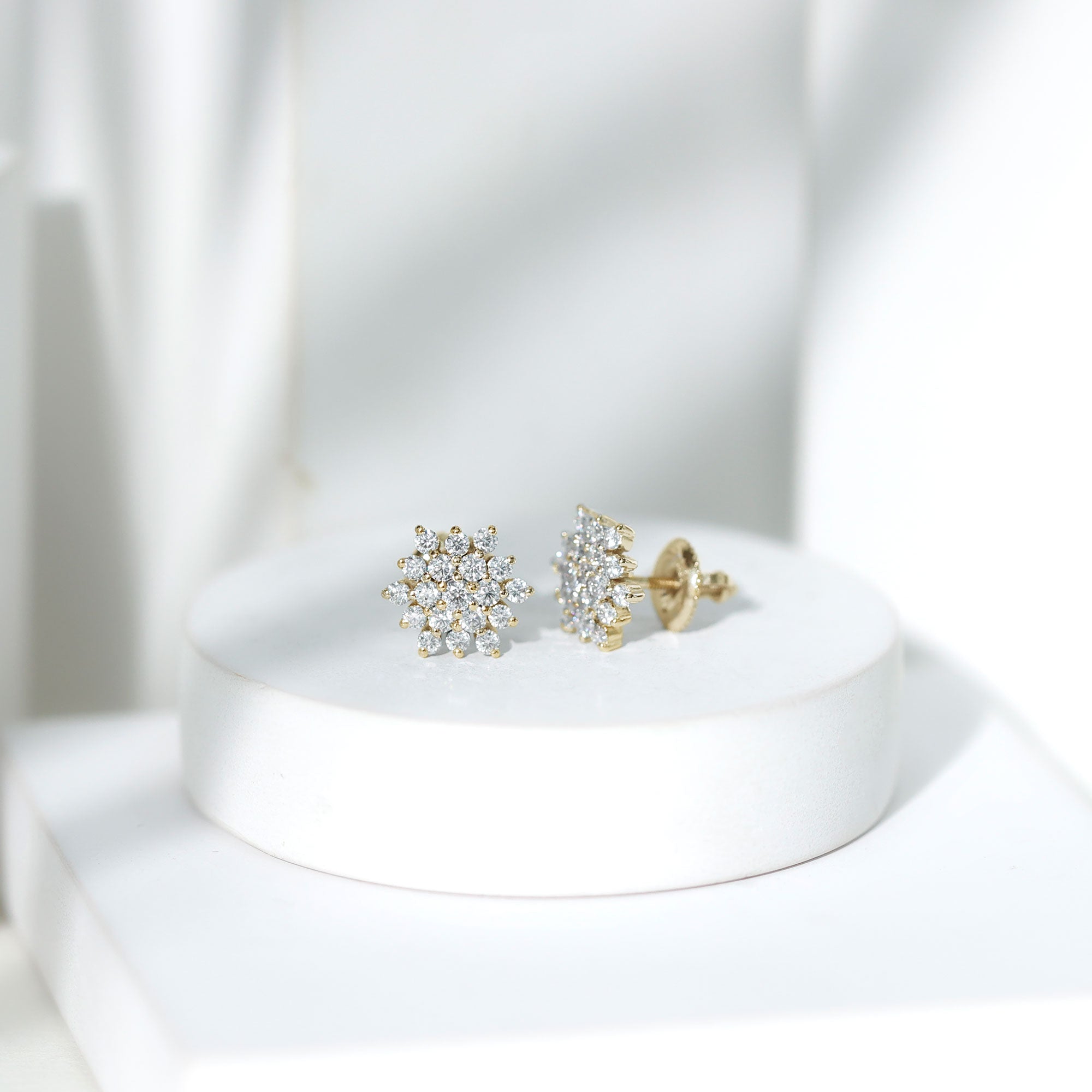 Certified Moissanite Modern Cluster Stud Earrings