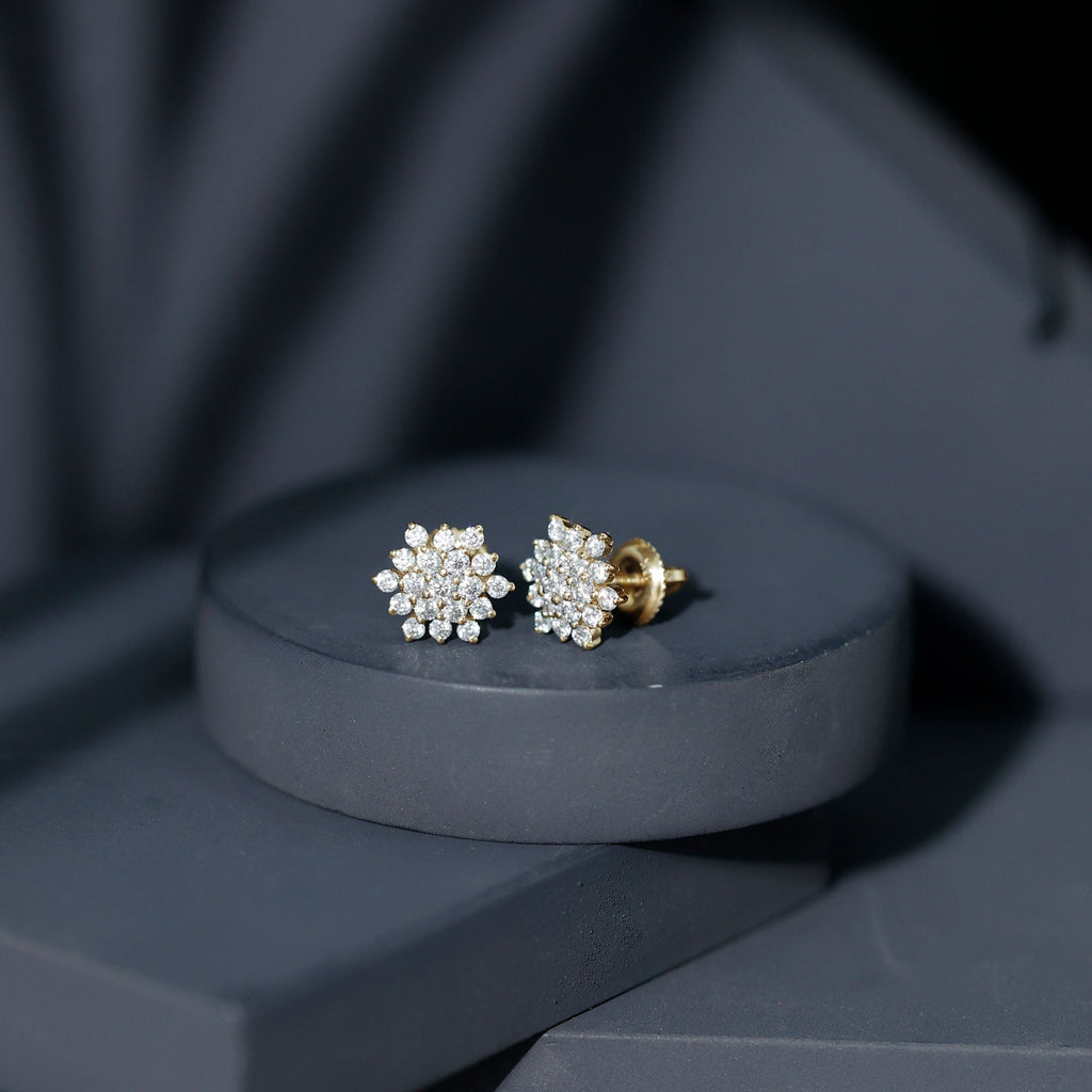 Certified Moissanite Modern Cluster Stud Earrings