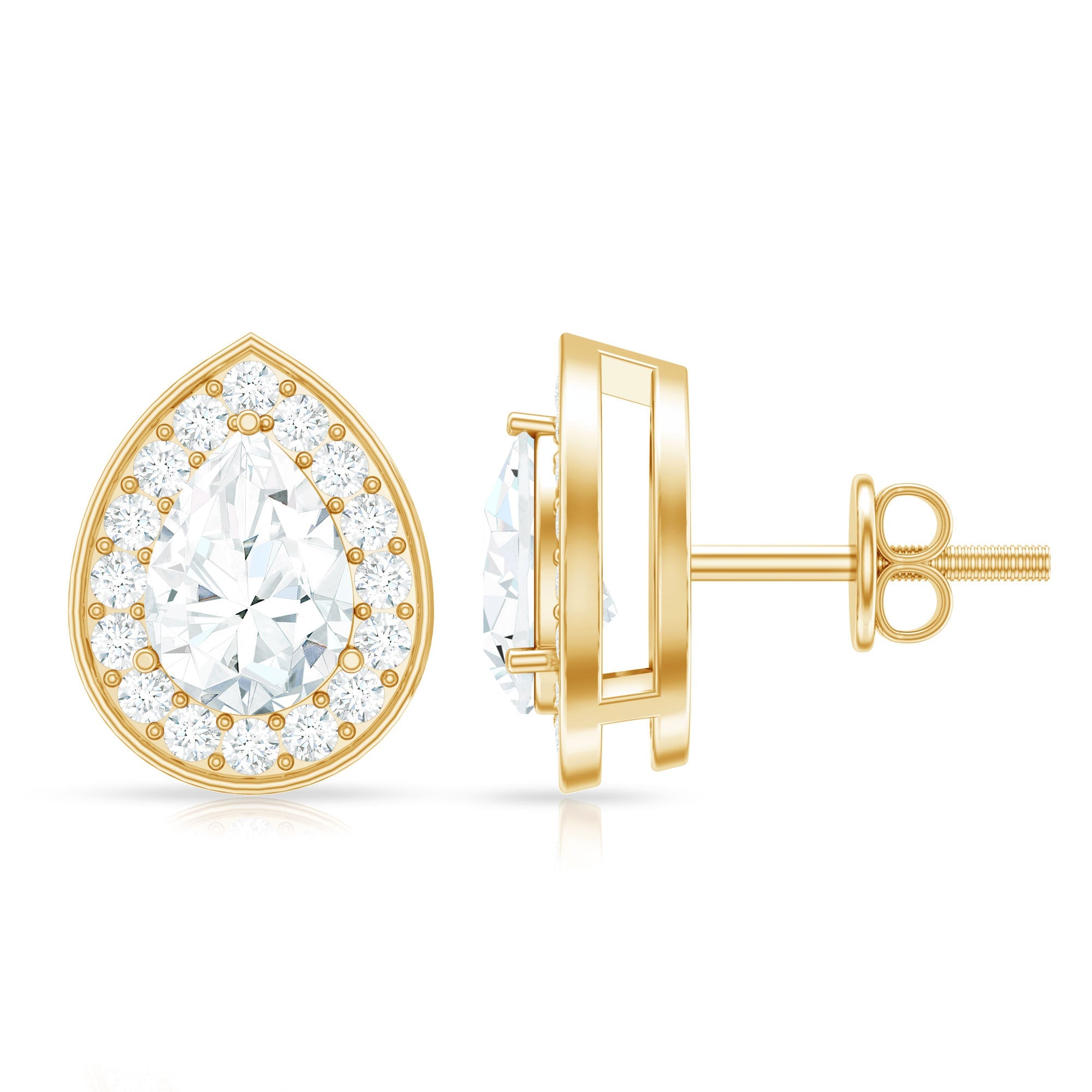 Certified Pear Shape Moissanite Teardrop Earrings with Halo