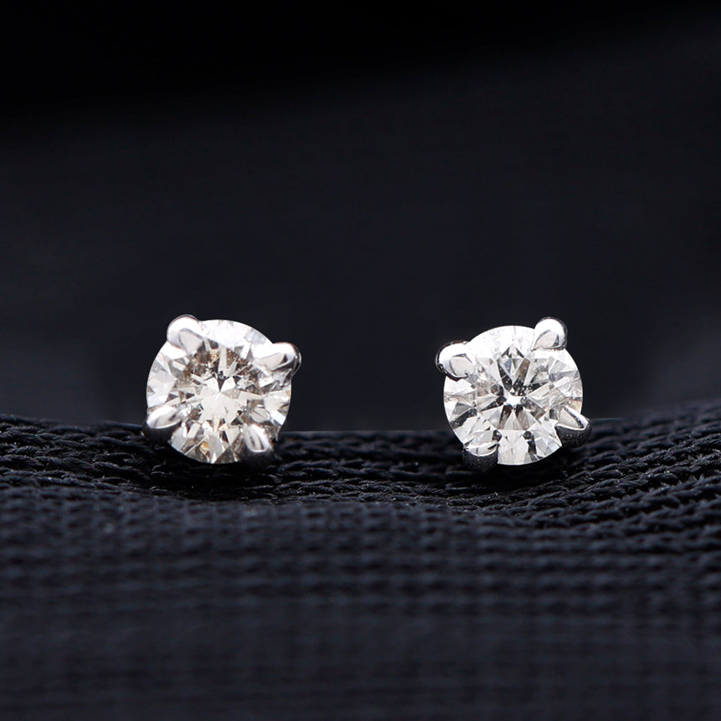 Dainty Diamond Solitaire Stud Earrings