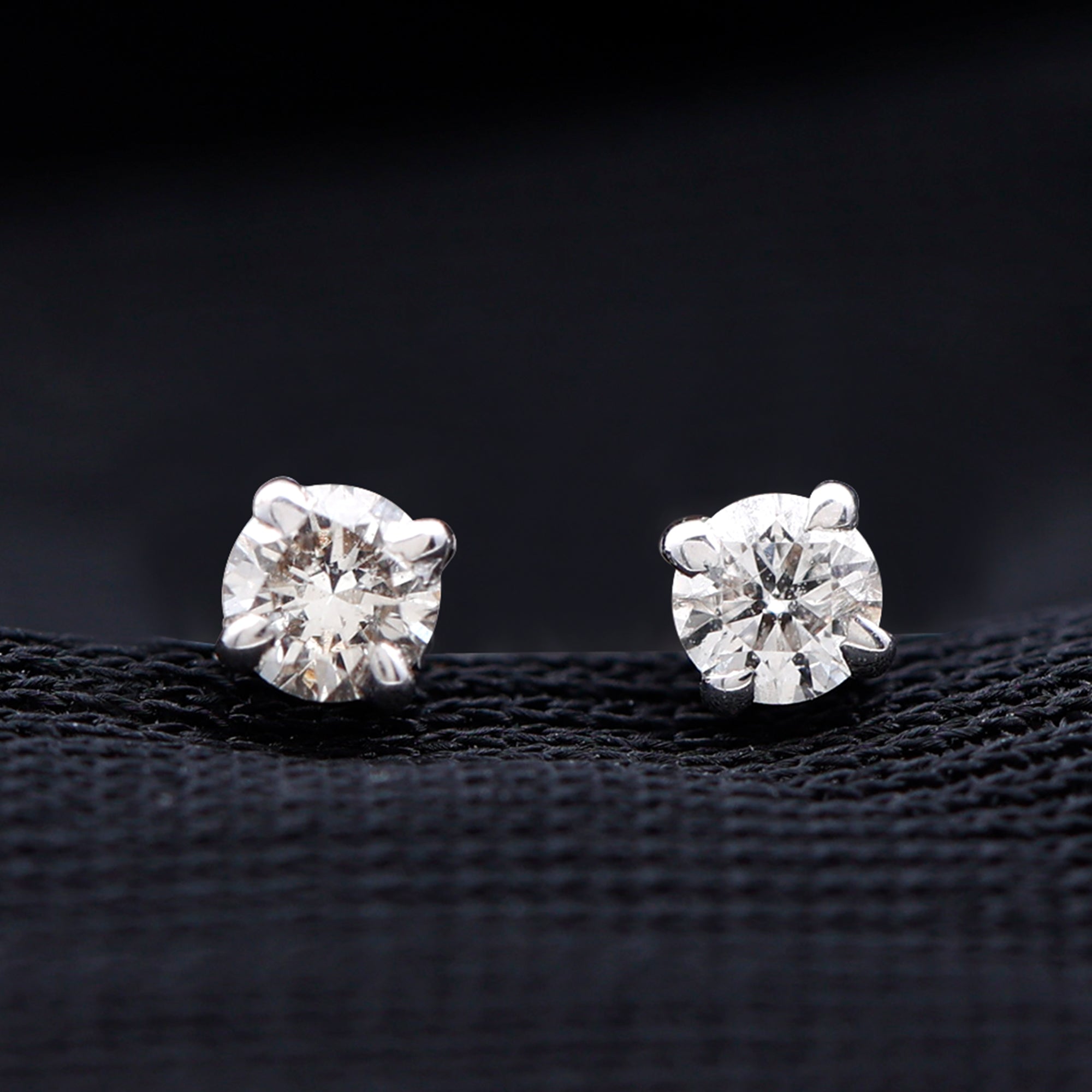 Dainty Diamond Solitaire Stud Earrings