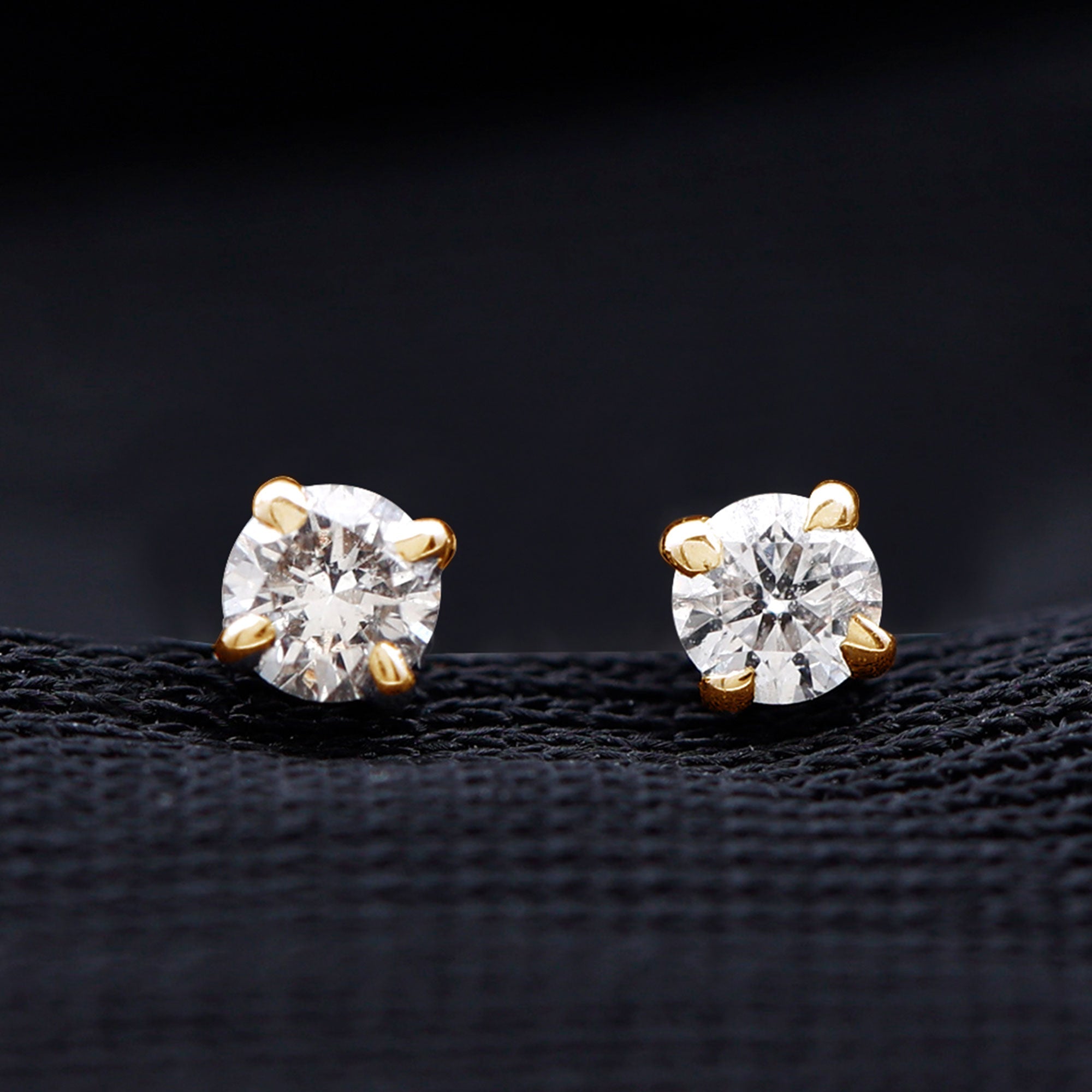 Dainty Diamond Solitaire Stud Earrings