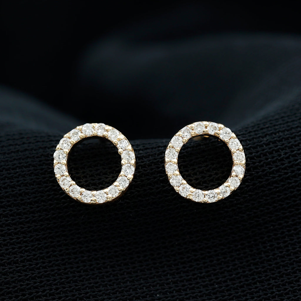 Round Cut Moissanite Eternity Stud Earrings with Screw Back