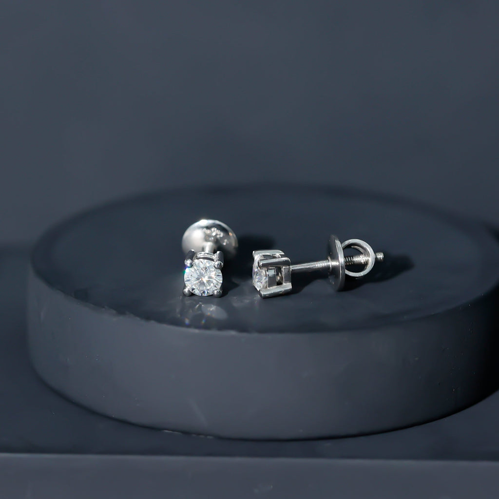 Round Moissanite Solitaire Stud Earrings in Prong Setting