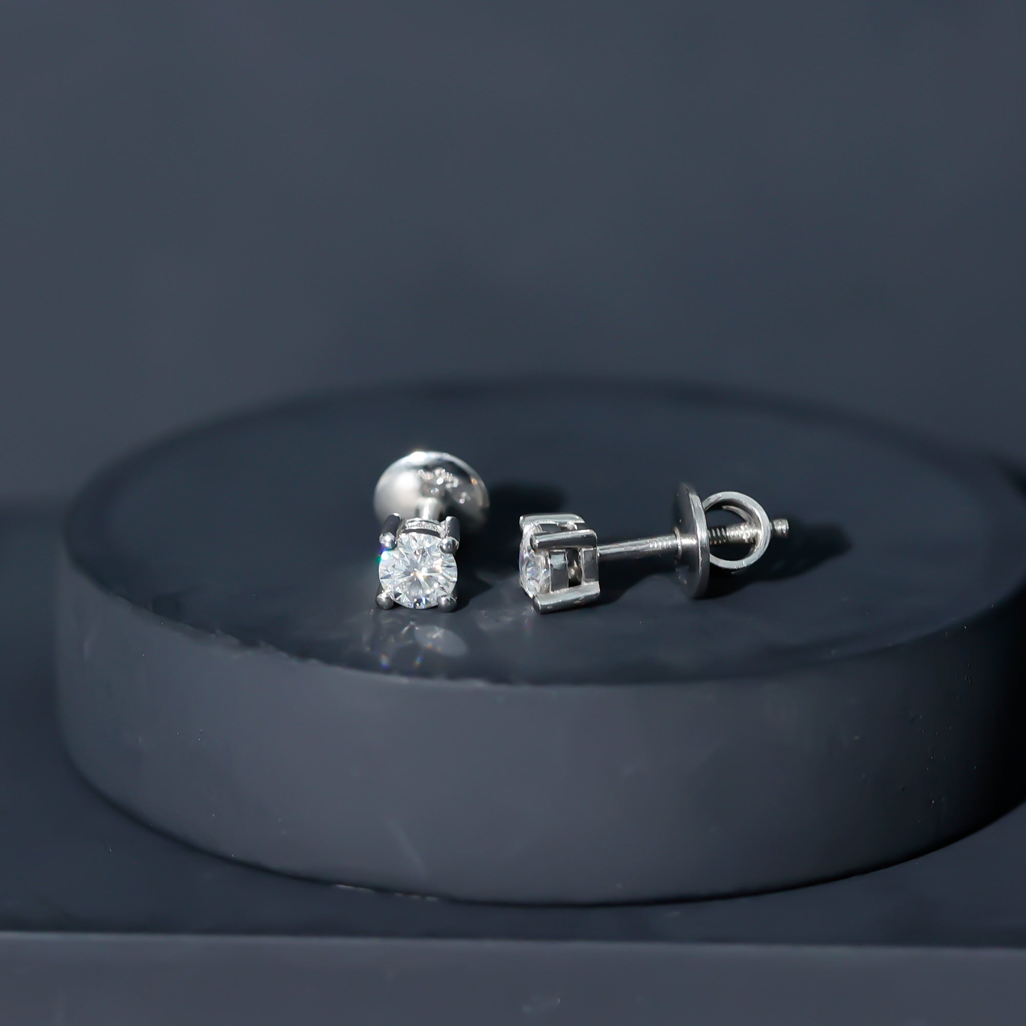 Round Moissanite Solitaire Stud Earrings in Prong Setting