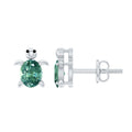 Lab Grown Green Sapphire Turtle Stud Earrings