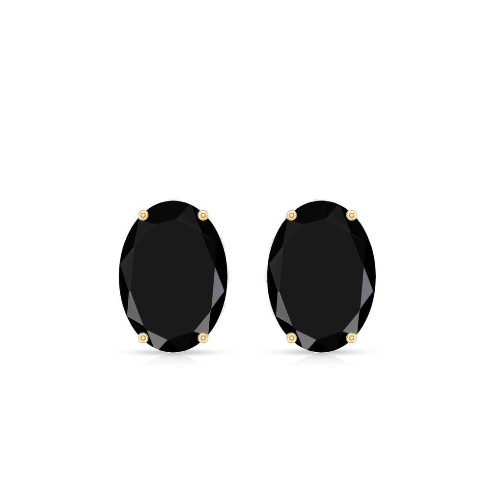 Natural 6X8mm Oval Black Onyx Earrings with Diamond