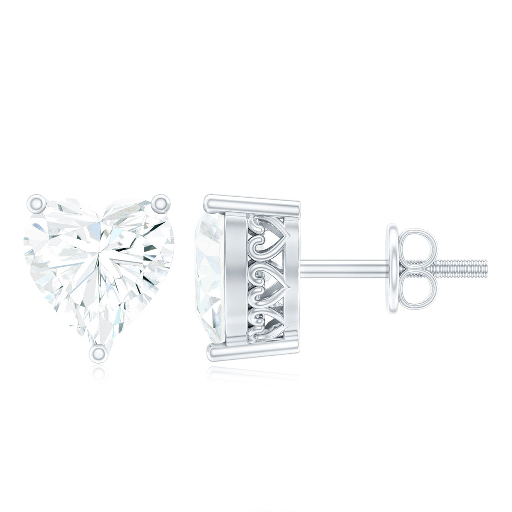 Certified 3 Carat Moissanite Heart Earrings For Women