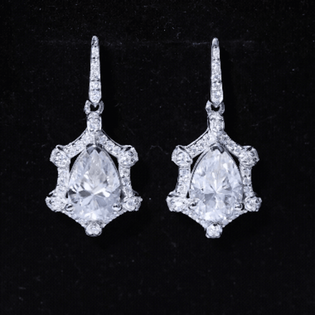 Vintage Inspired Moissanite Drop Earrings for Wedding