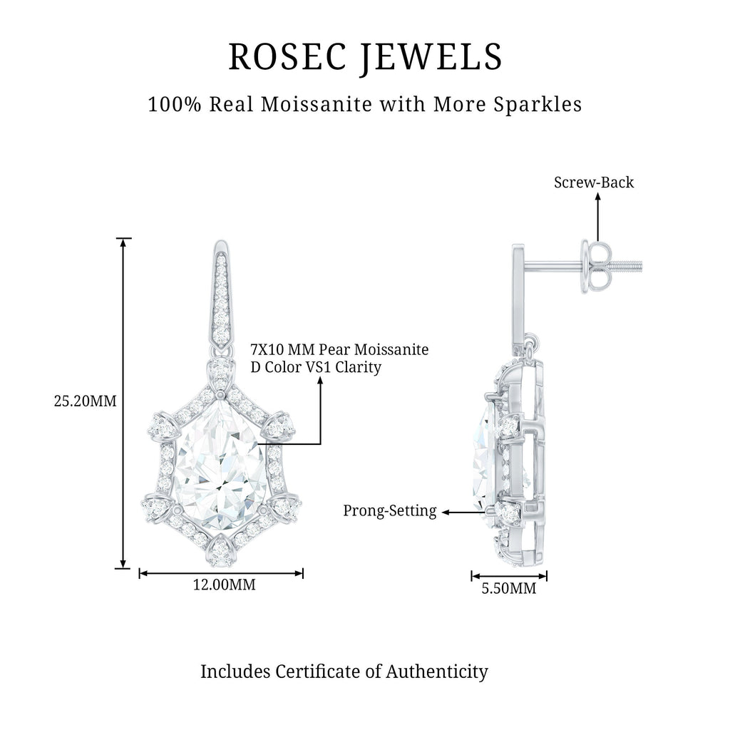 Vintage Inspired Moissanite Drop Earrings for Wedding