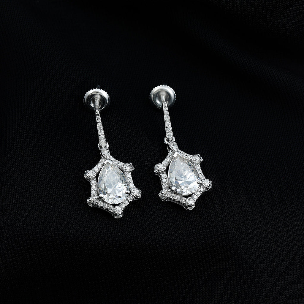 Vintage Inspired Moissanite Drop Earrings for Wedding