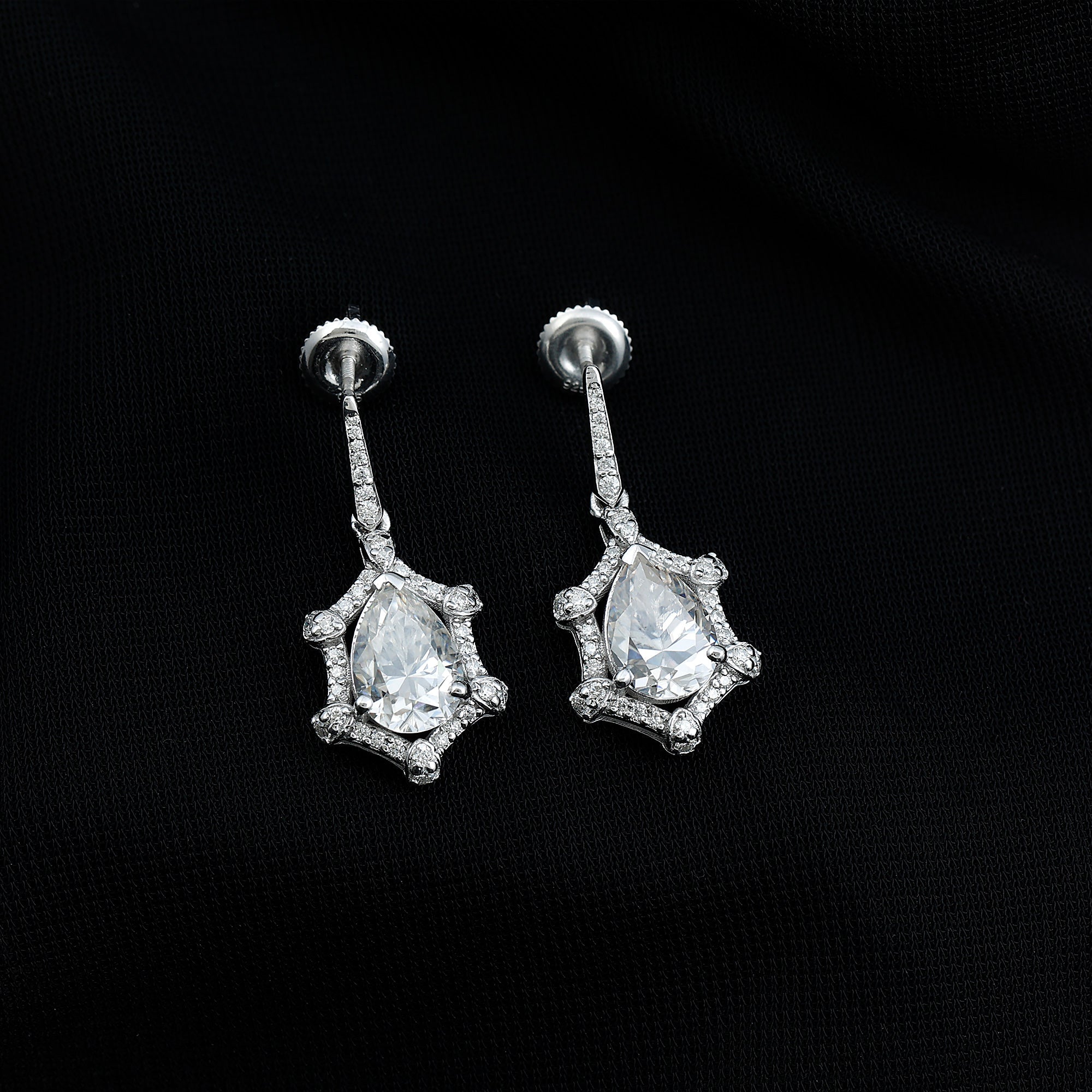 Vintage Inspired Moissanite Drop Earrings for Wedding