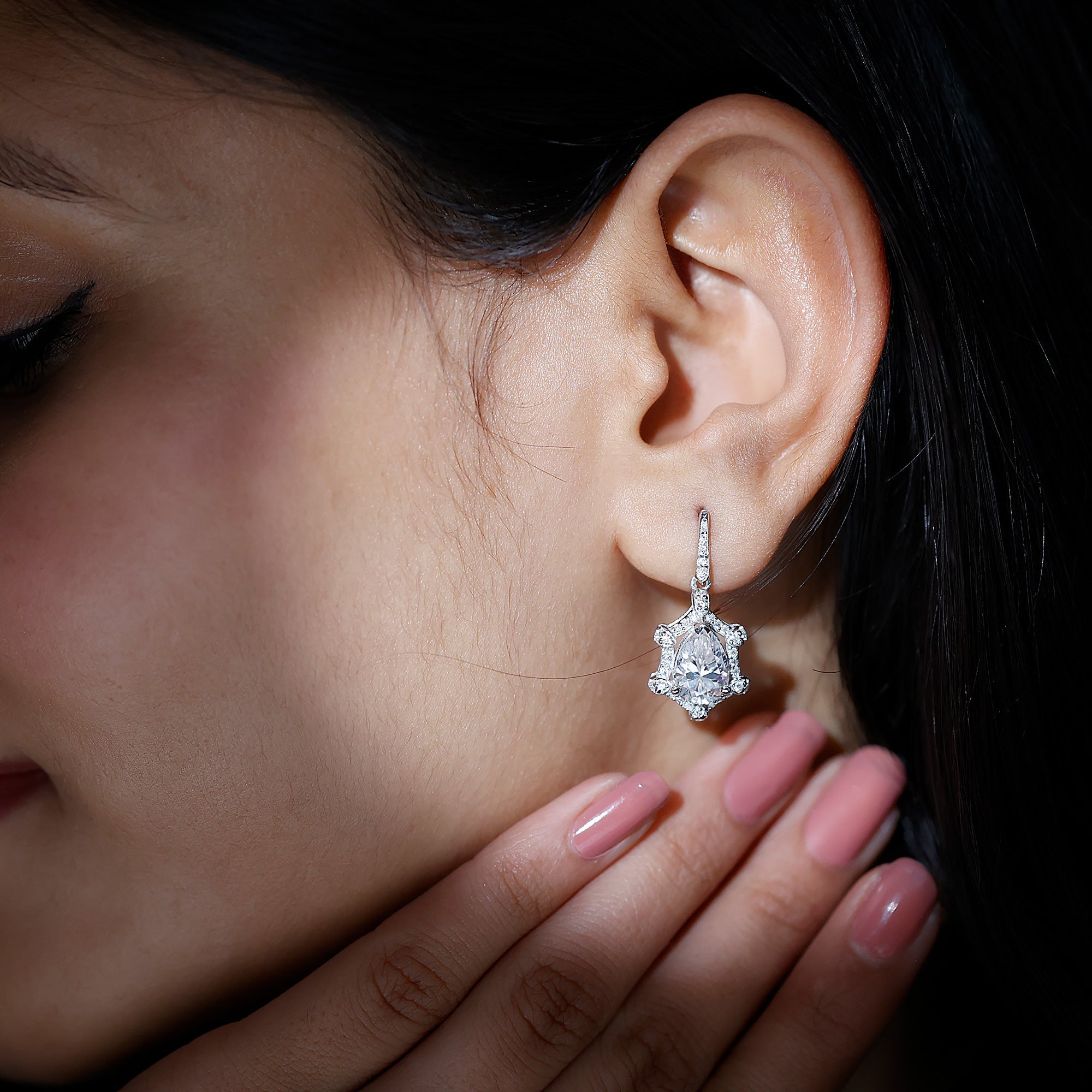 Vintage Inspired Moissanite Drop Earrings for Wedding