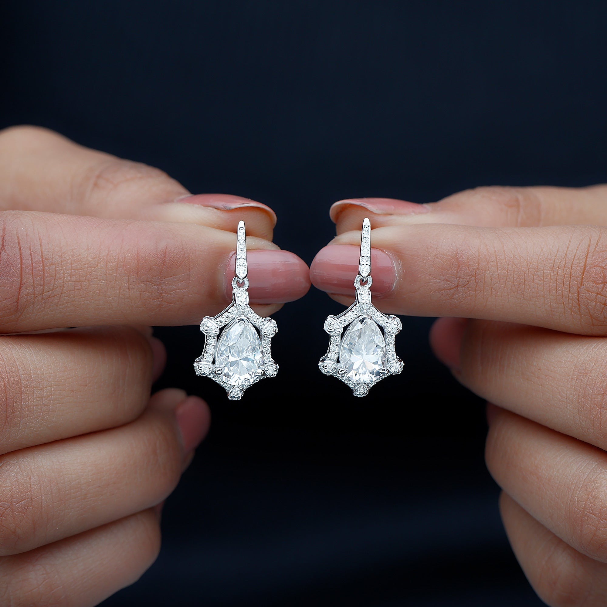 Vintage Inspired Moissanite Drop Earrings for Wedding