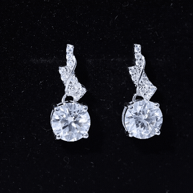 Certified Moissanite Designer Drop Earrings with Screw Back