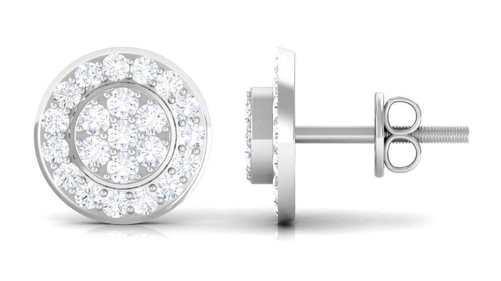 Natural Diamond Round Earrings with Screw Back