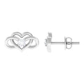 Natural Diamond Infinity Heart Earrings with Screw Back