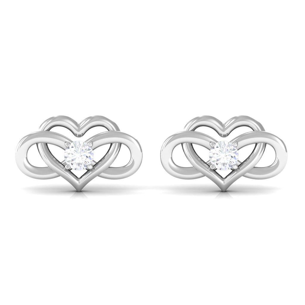 Natural Diamond Infinity Heart Earrings with Screw Back
