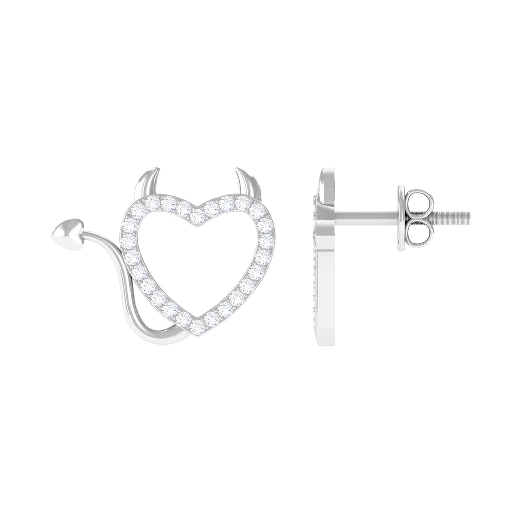 Round Diamond Devil Heart Earrings